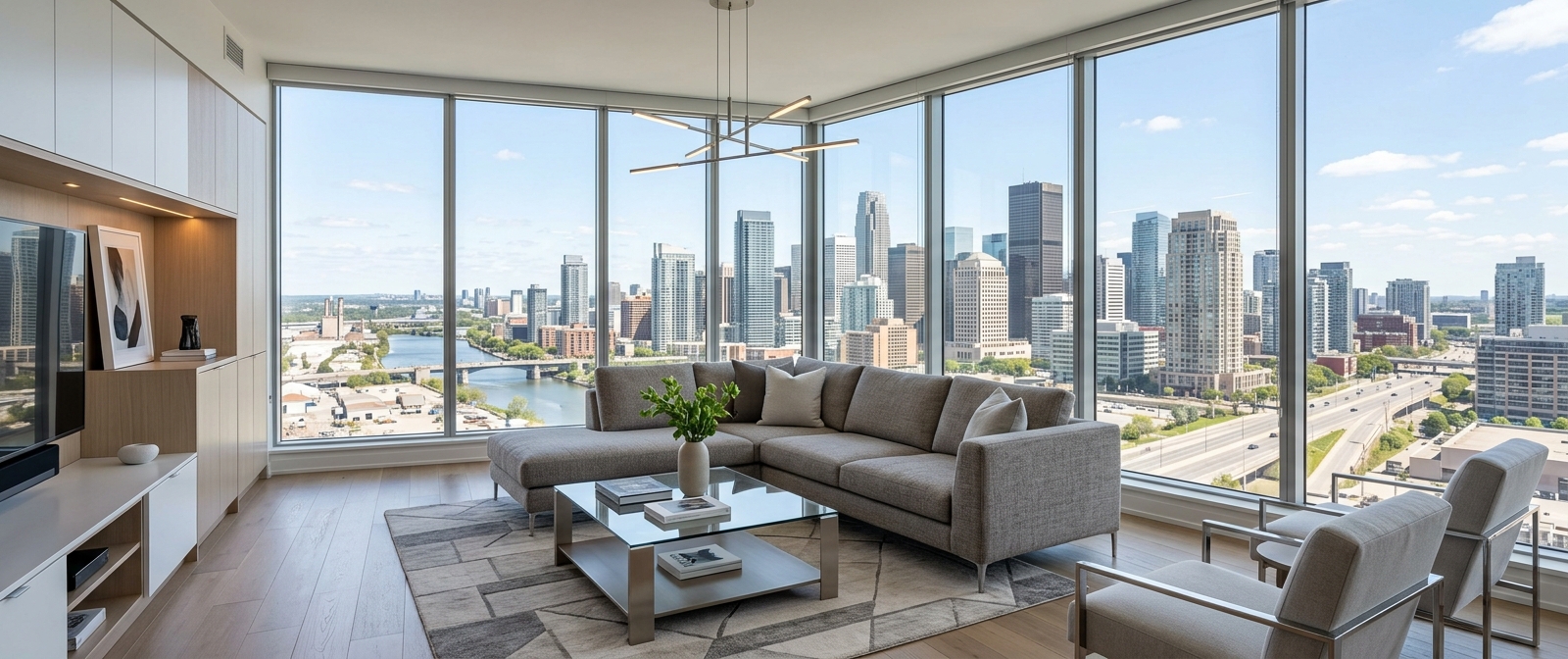Bright, guest-ready short-term rental living room